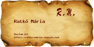 Ratkó Mária névjegykártya